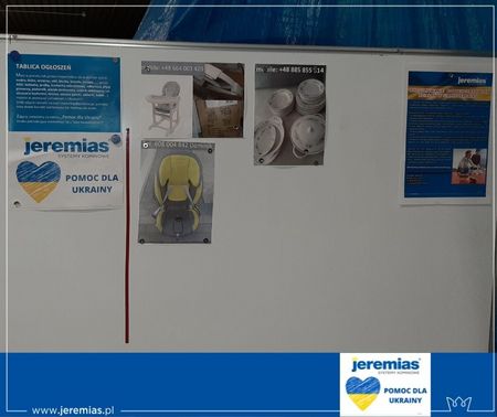 tablica ogłoszeniowa - pomoc dla Ukrainy w firmie Jeremias